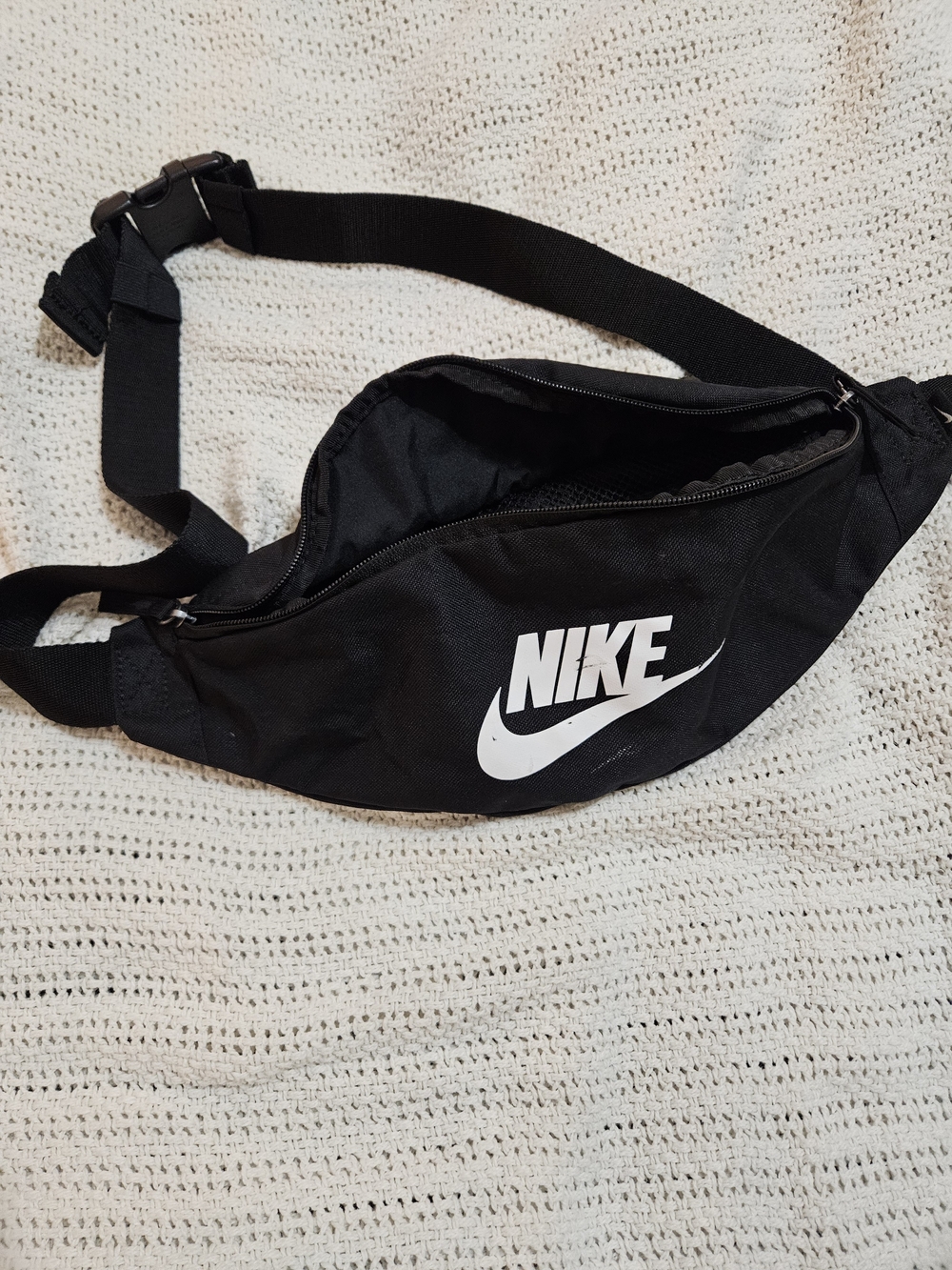 Nike Black Fanny Pack with White Swoosh
